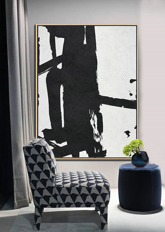 Contemporary Art Canvas Painting,Black And White Minimal Painting On Canvas,Pretty Abstract Paintings #T3C2 - Click Image to Close
